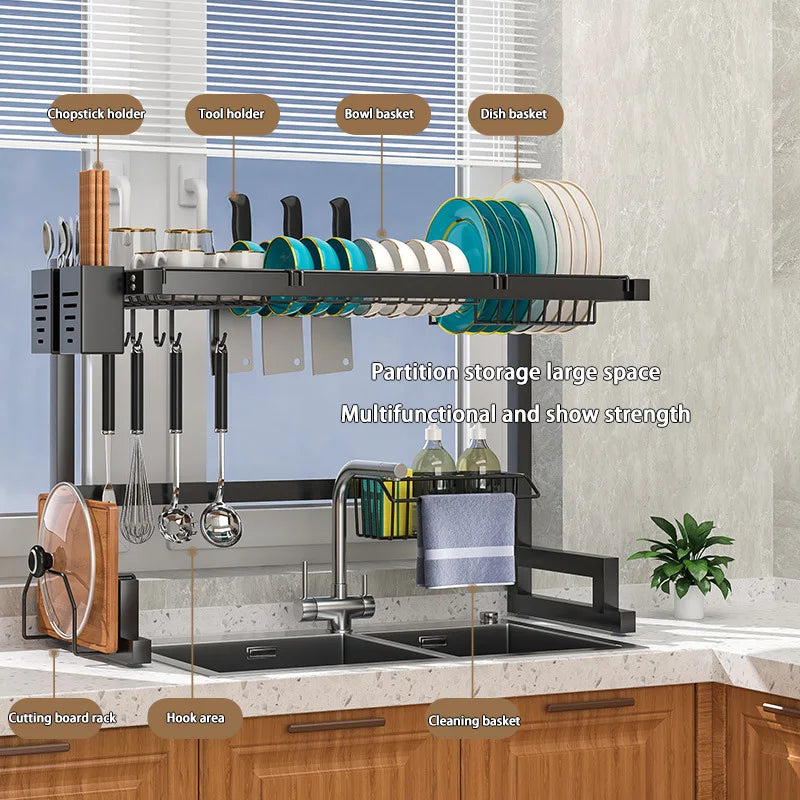 Adjustable Stainless Steel Over-Sink Dish Rack
