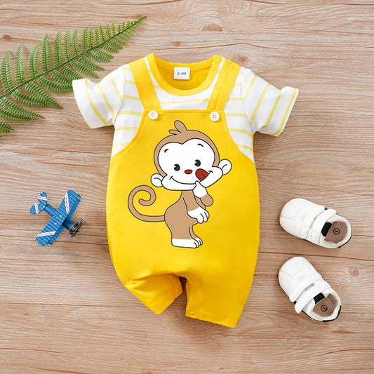 Baby Clothing Suit - Simple Yellow and White Striped Shirt