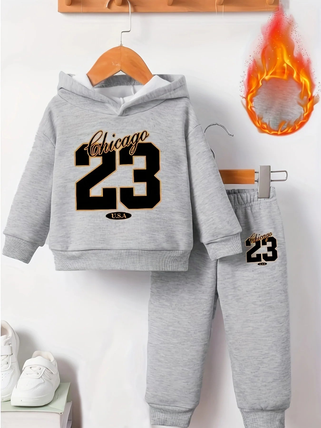 Baby Boys Letter Print Hooded Long Sleeve Outfits Suit