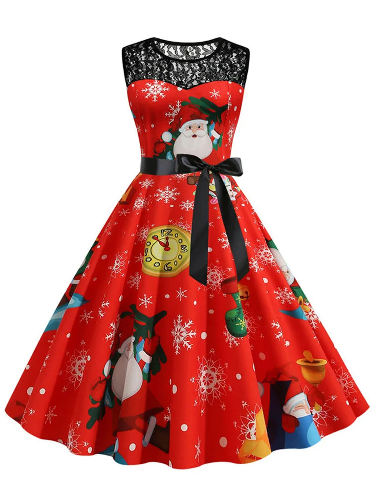 Lace Patchwork Retro Casual Dress