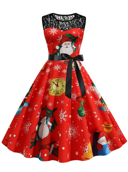 Lace Patchwork Retro Casual Dress