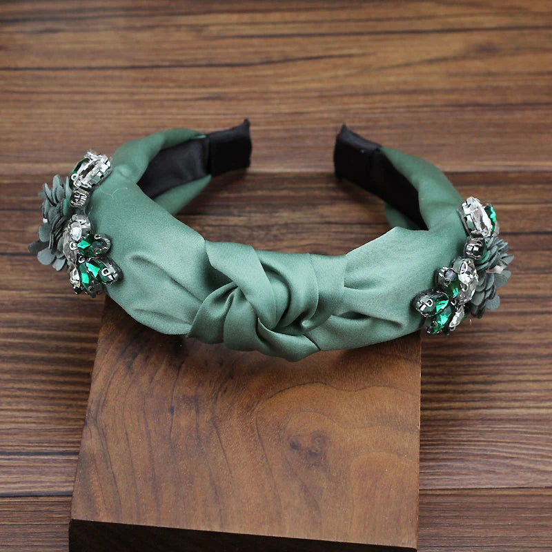Women's Handmade Rhinestone Bow Crystal Flower Hairbands