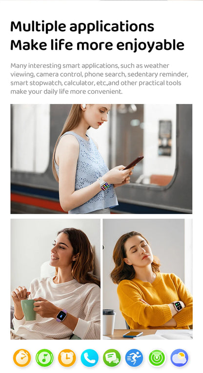 Unisex HD Touch Screen Sports Fitness Tracker Bluetooth Call Smartwatches