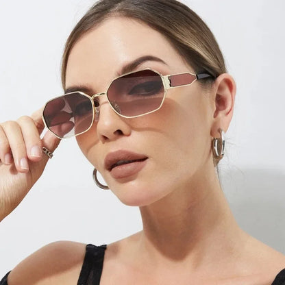 Women's Retro Metal Rectangle Sunglasses