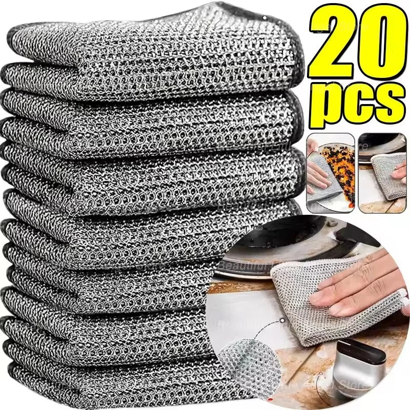 Non-Stick Double-layer Steel Wire Mesh Cleaning Cloths
