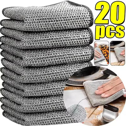 Non-Stick Double-layer Steel Wire Mesh Cleaning Cloths