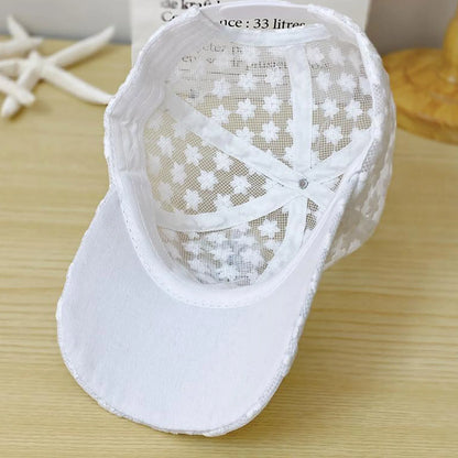 Embroidered Floral Mesh SunScreen Baseball Cap