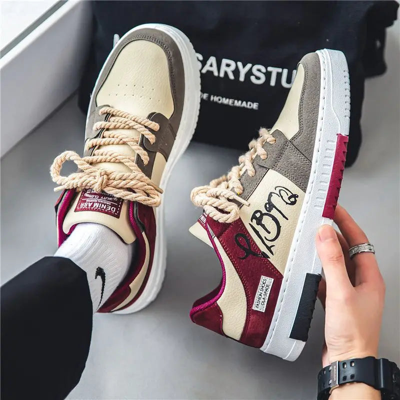 Men's Casual Platform Lace-Up Sneakers