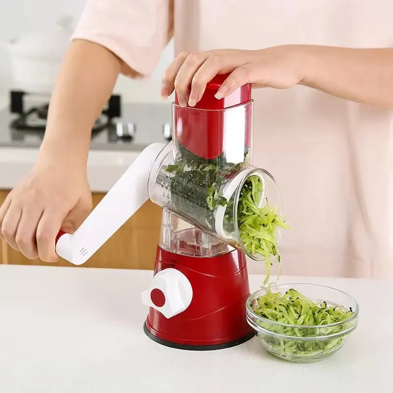Multifunctional Hand Crank Drum Vegetable Slicer with Interchangeable Blades