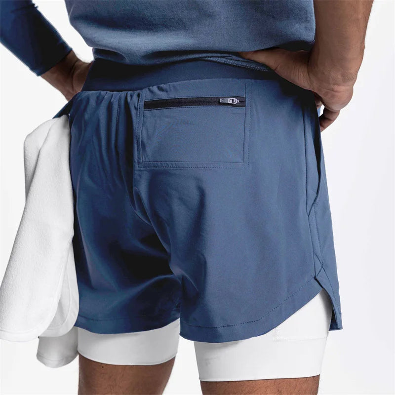 Summer Quick-Dry Double-Layer Gym Shorts for Men
