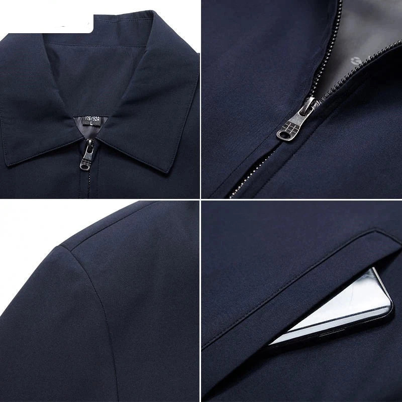 New Turn-down Collar Men's Jacket - Casual Solid Color Jacket for Men