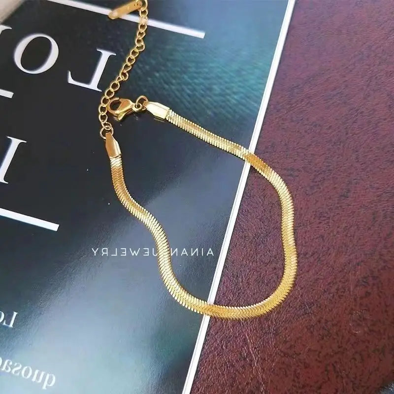 Bracelet de cheville en chaîne serpent en acier inoxydable pour femme
