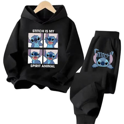 Kid's Stitch Anime Casual Hoodies Set