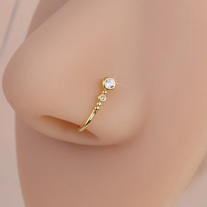 1 pince-nez en forme de U avec double breloque fleur et zircon 