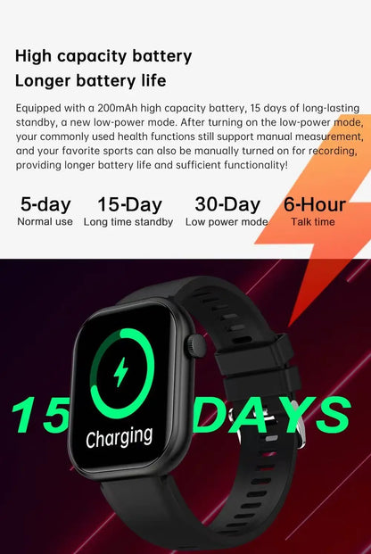 Men's Waterproof Touch Screen Bluetooth call Heart Watches