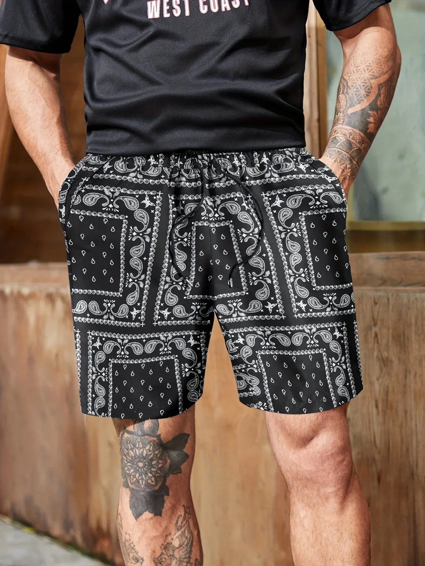 Men Casual Paisley Print Beach Shorts