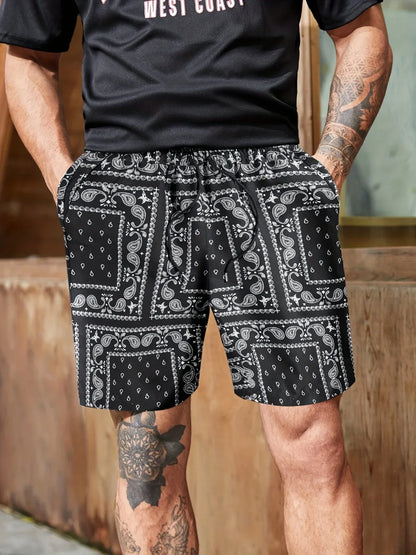 Men Casual Paisley Print Beach Shorts