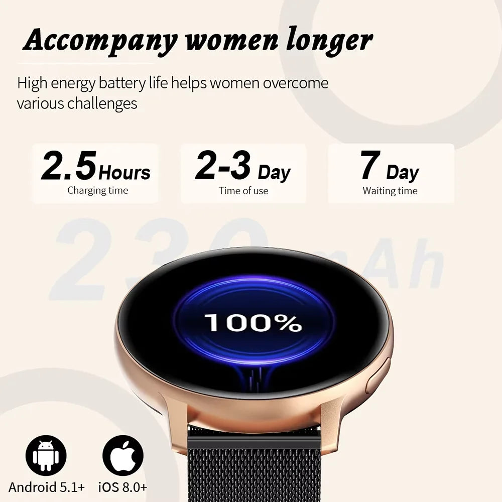 Women's Bluetooth Call Health Monitor Sports Smartwatch