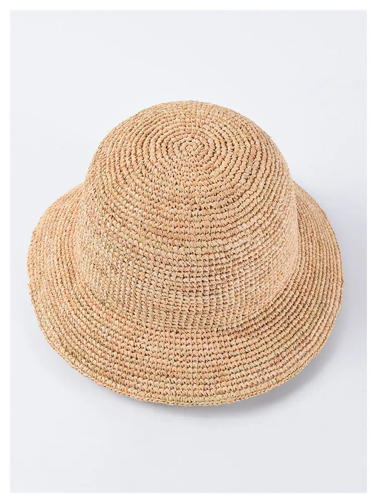 Women's Beach Sun Floppy Fisherman Crochet Straw Hat