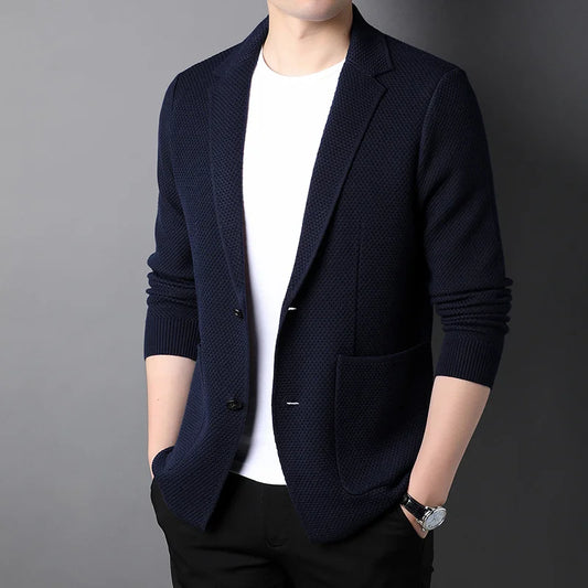 Knit Korean Style Cardigan Men Slim Fit Sweater Blazer