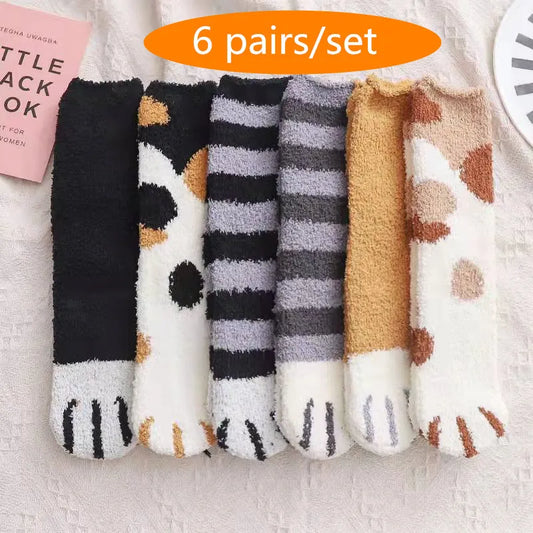 Lot de 6 paires de chaussettes d'hiver en polaire pour femme