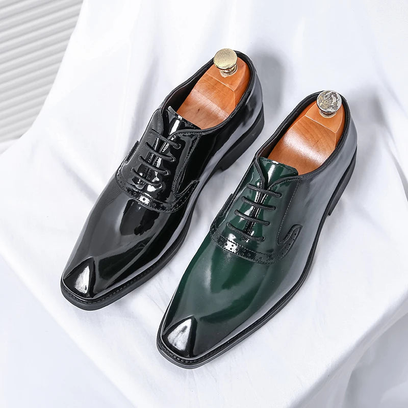 Green Patent Leather Oxford Shoes