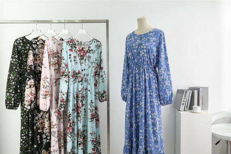 Floral Printed Muslim Maxi Dress