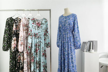 Floral Printed Muslim Maxi Dress