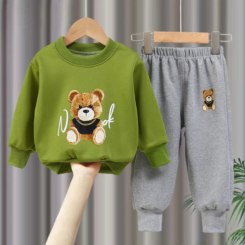 Kinder-Sweatshirt-Bär-Sets – Jungen-Anzug-Outfits