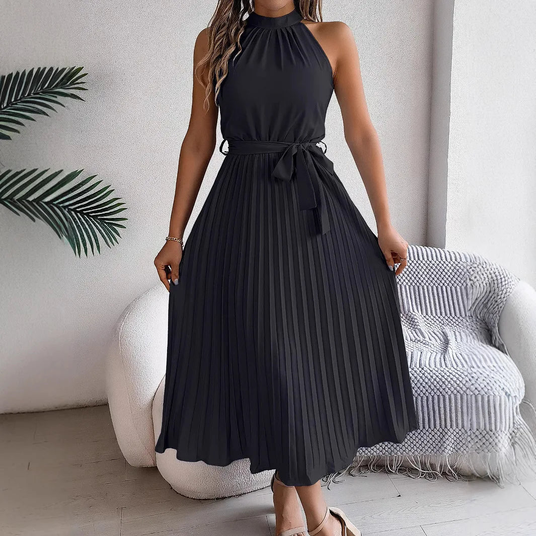 Sleeveless Pleated Midi Dress