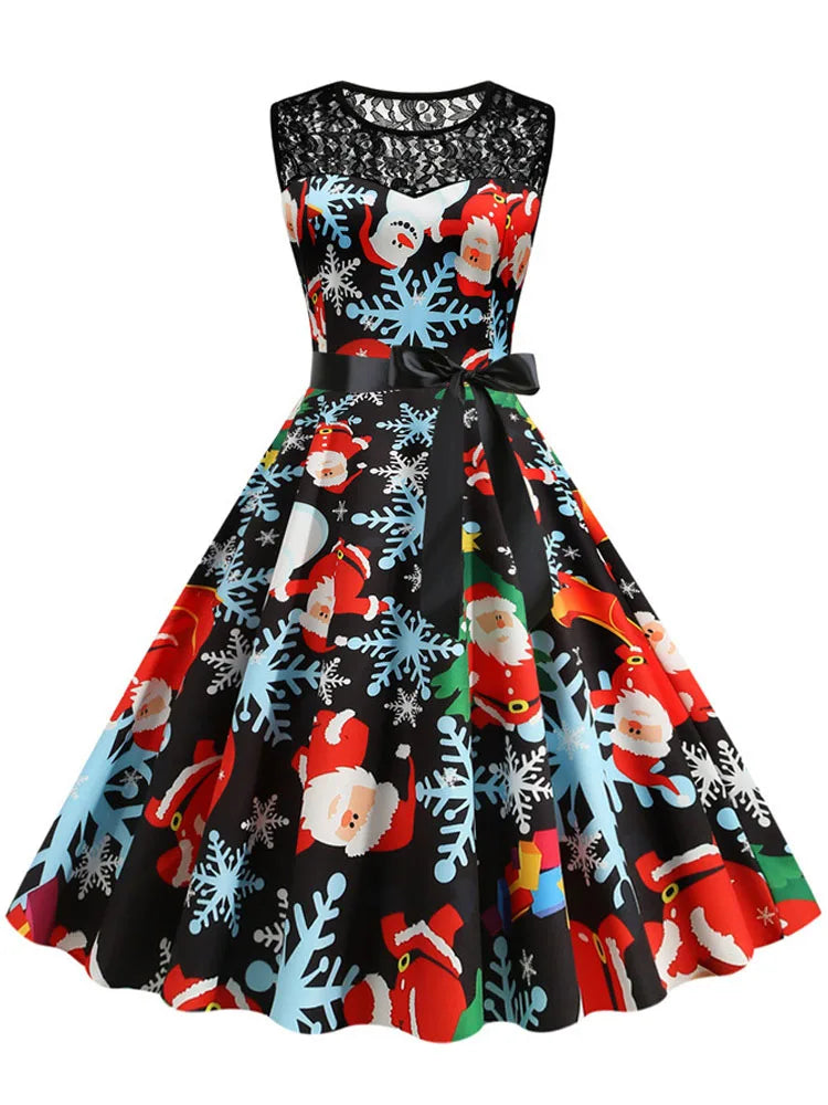 Lace Patchwork Retro Casual Dress