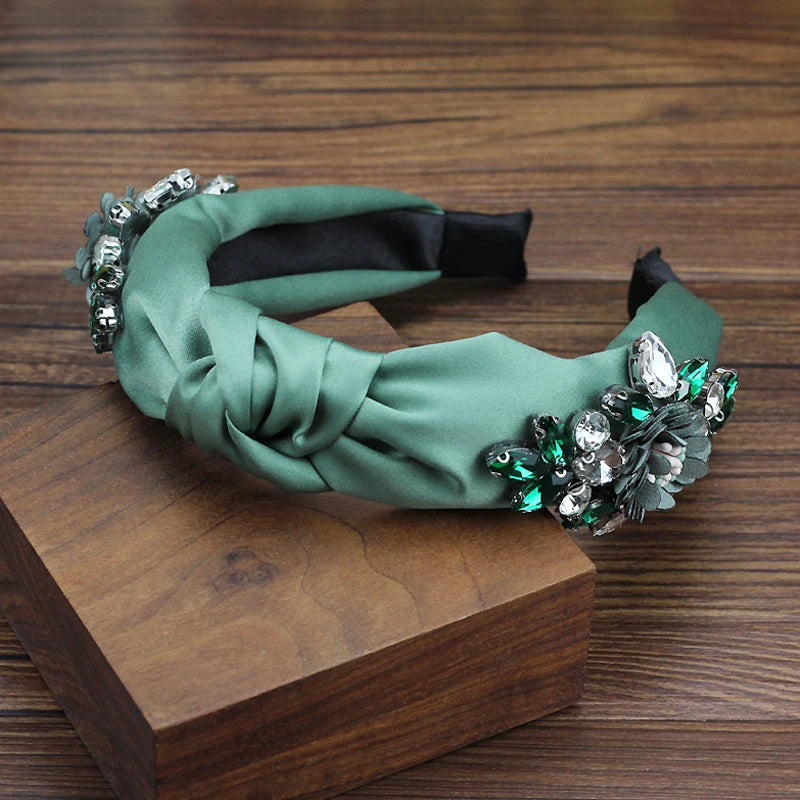 Women's Handmade Rhinestone Bow Crystal Flower Hairbands