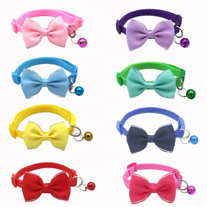 Multicolor Adjustable Pet Bow Bell Collars