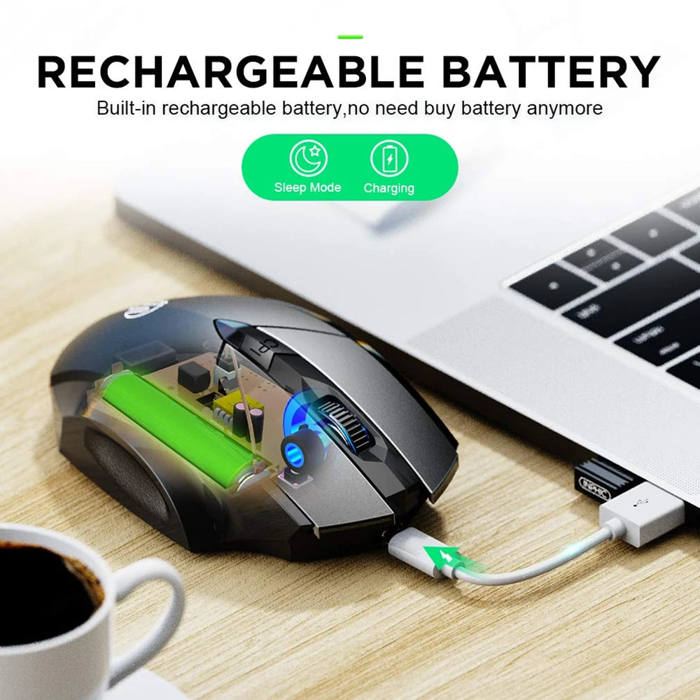 Bluetooth Rechargeable Wireless Mouse 2.4G PM6 Wireless Mouse - PC Laptop Tablet Gamer Mouse