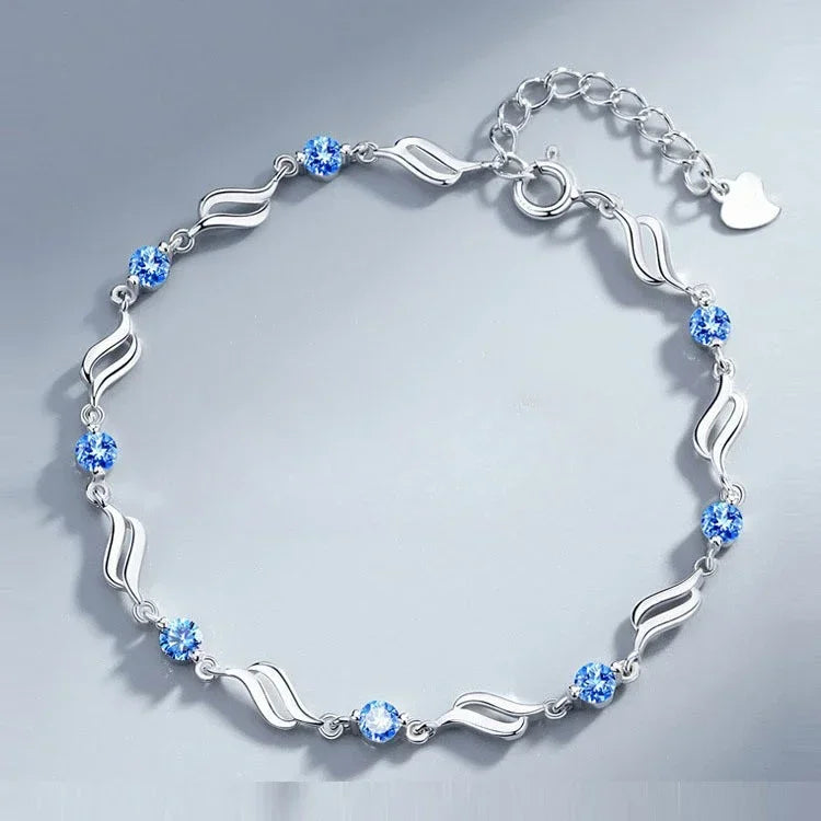 Bracelet rétro en argent sterling 925 en forme de cœur pour femme