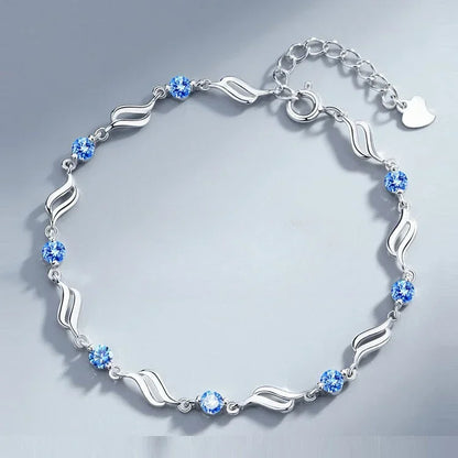 Bracelet rétro en argent sterling 925 en forme de cœur pour femme
