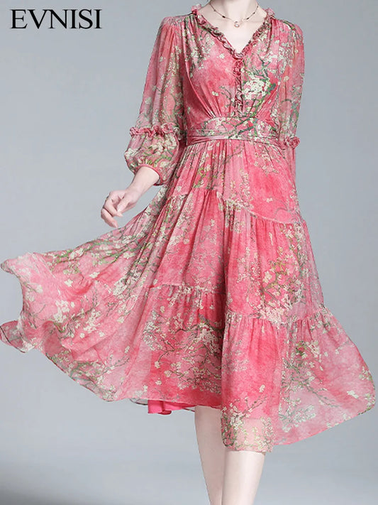 Print Mulberry Silk A-line Dress