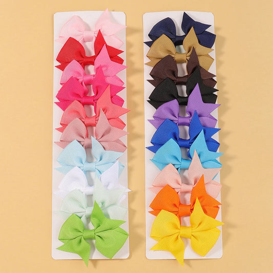 Colorful Grosgrain Ribbon Kids Hair Clips Set