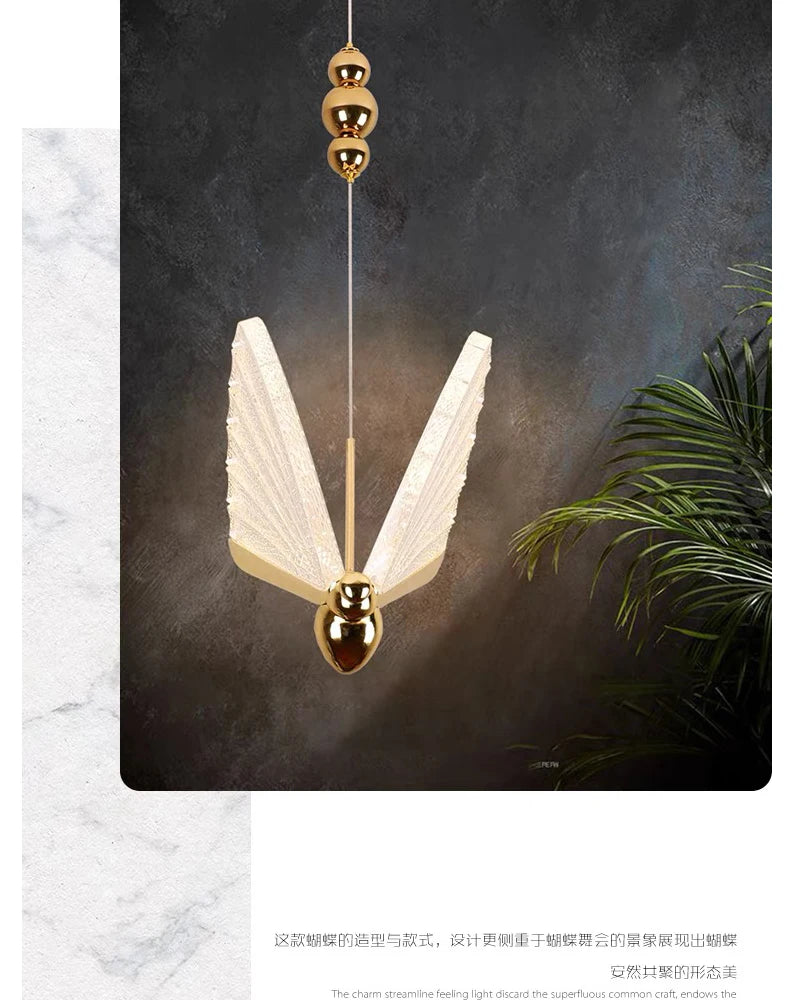 Lustre suspendu à LED papillon nordique