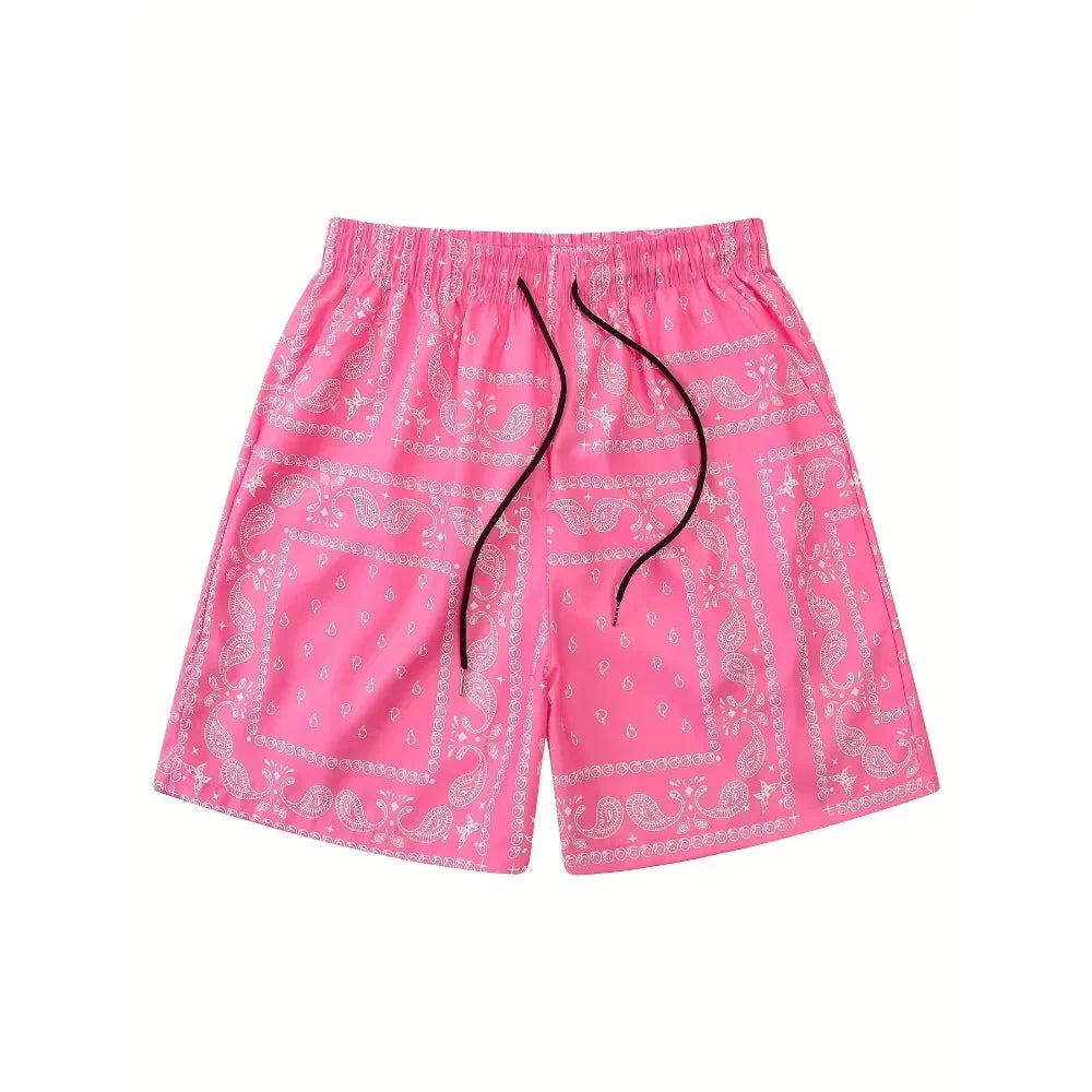 Men Casual Paisley Print Beach Shorts