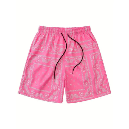 Men Casual Paisley Print Beach Shorts