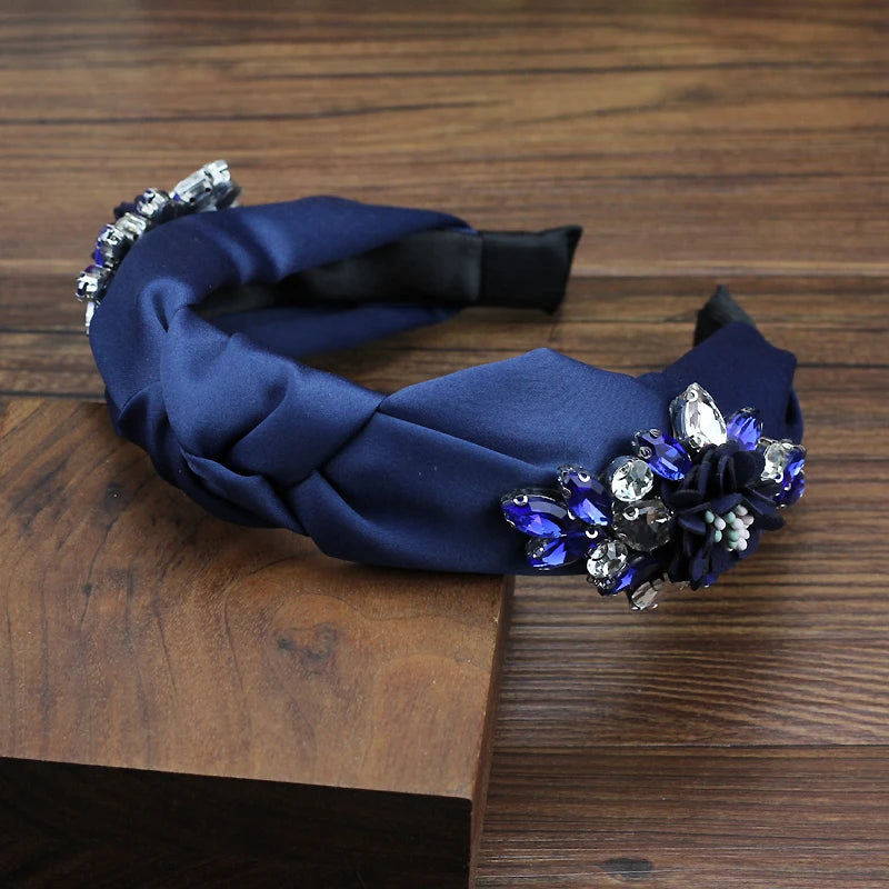 Women's Handmade Rhinestone Bow Crystal Flower Hairbands