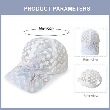 Embroidered Floral Mesh SunScreen Baseball Cap