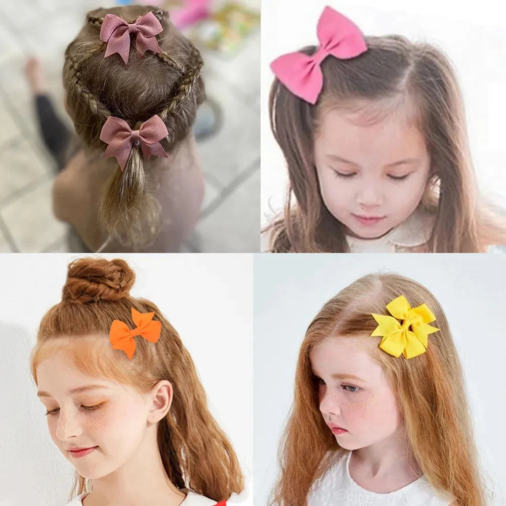 Baby Girls Handmade Ribbon Bowknot Hair Clips