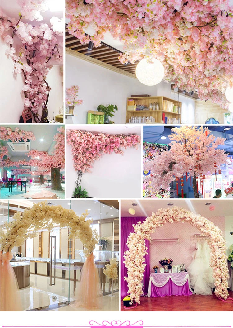 Cerisier artificiel en soie, accessoire de mariage, décoration d'intérieur 