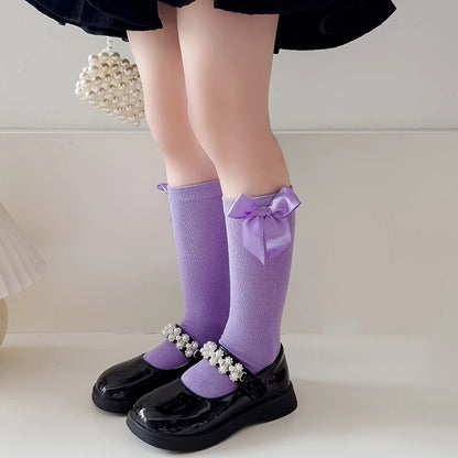 Nouveau Chaussettes hautes à nœud pour enfants