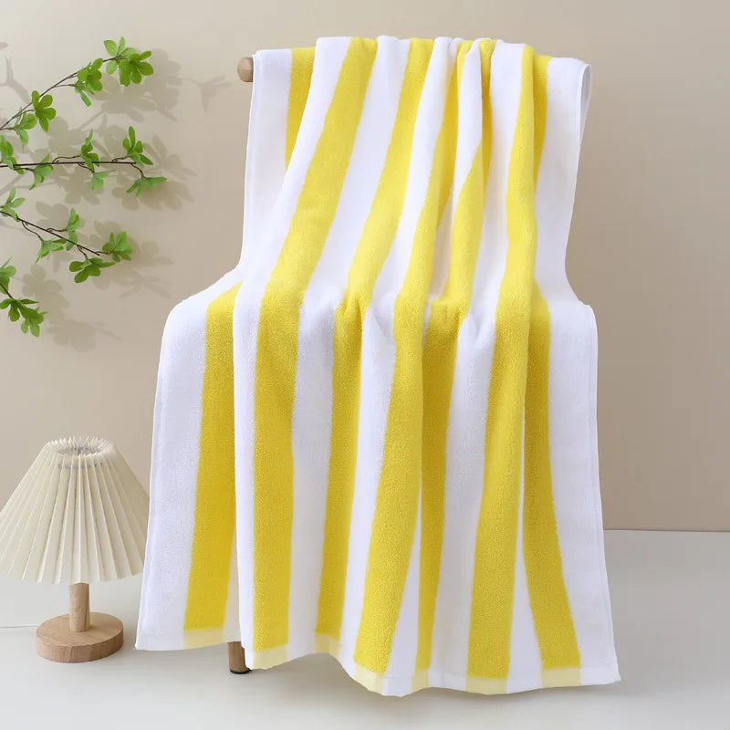 Serviette de plage tissée absorbante à rayures 