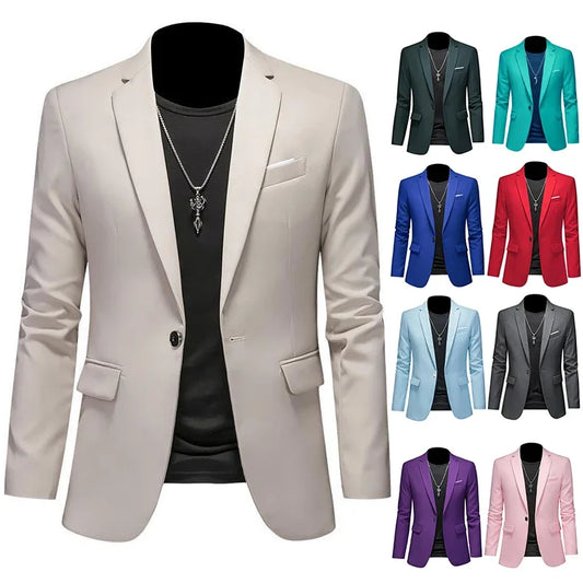 Blazer de costume d'affaires formel à boutons simples pour hommes