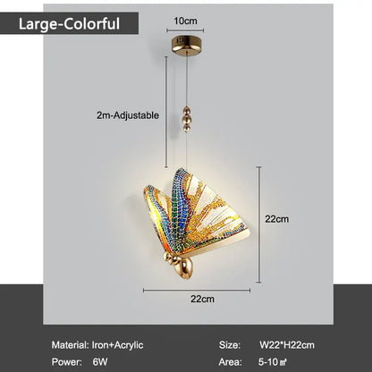 Lustre suspendu à LED papillon nordique