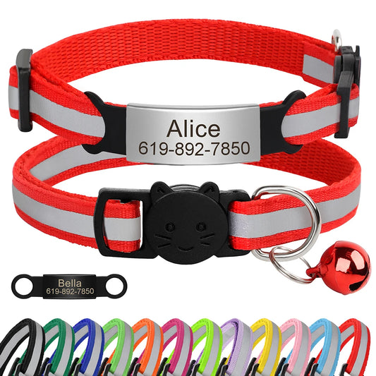 Reflective Cute Bell Safety Buckle Cat Collars